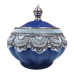 Sopera Porcelana Yemanja 21 x 23 cm Diamantes (Azul con plateado)
